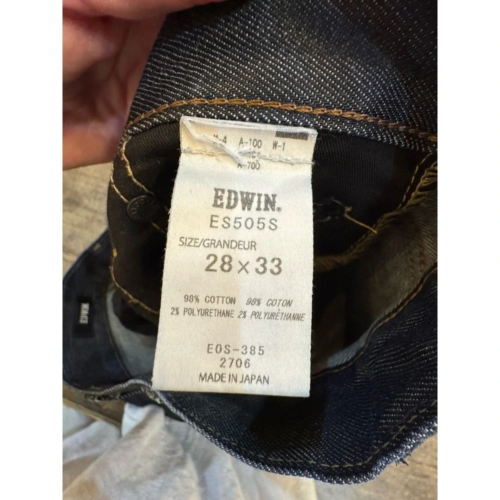 Edwin SEN Skinny Black Japan Selvedge  Blue Raw State ES505S Size 28 By 33